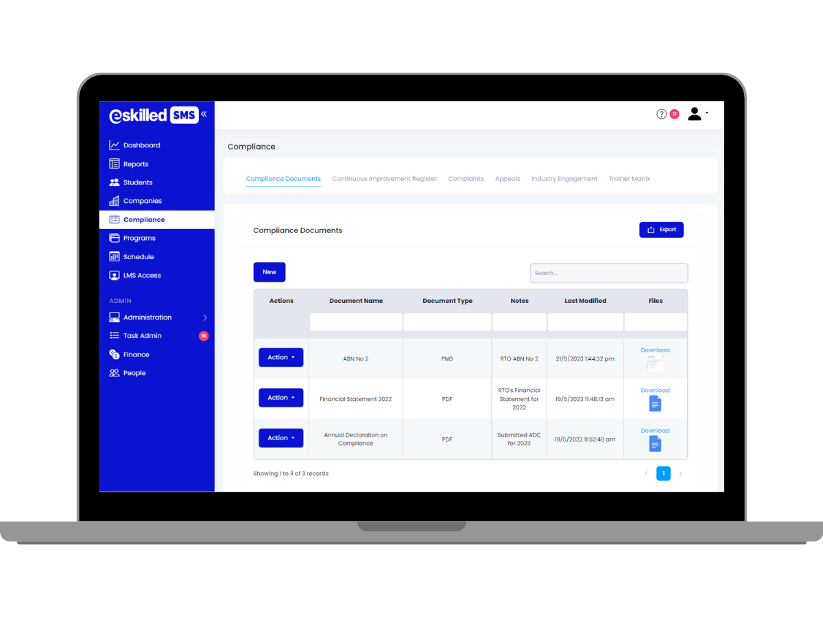 screenshot of eSkilled RTO Software